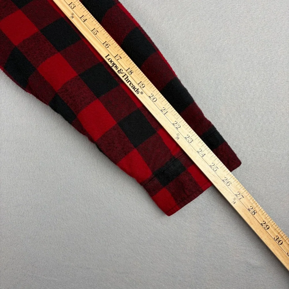 LL Bean Sherpa Lined Scotch Plaid Flannel Shirt Jacket Mens XL Red Buffalo Snap
